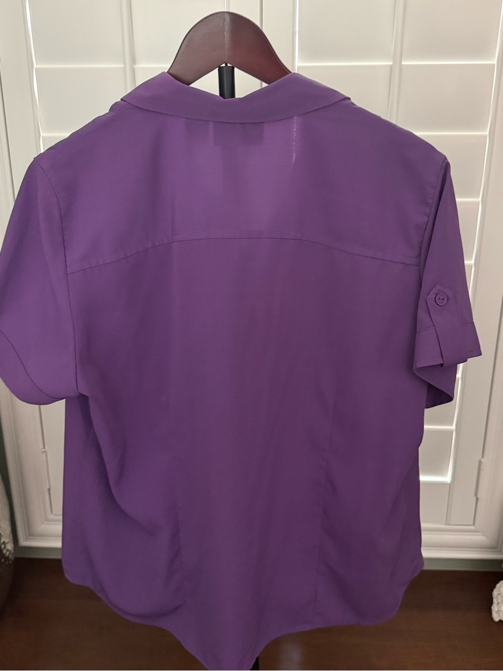 Joanna Short-Sleeve Purple Button-Front Shirt - Picture 2 of 3